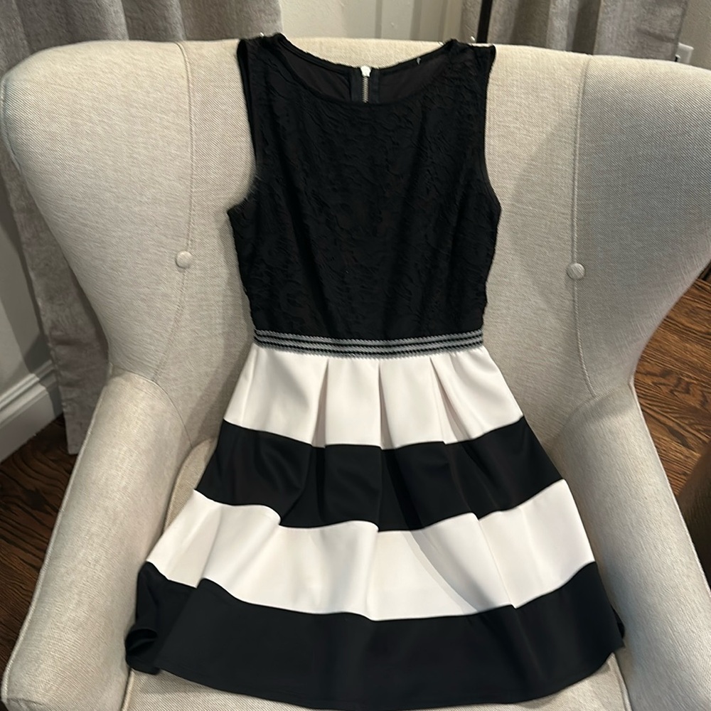 Black & Cream Social Dress - Girls Medium